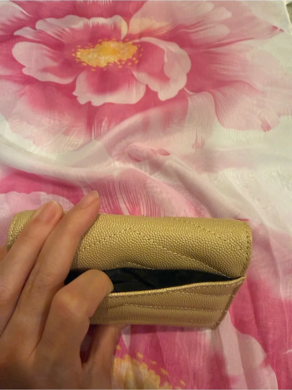 Quilted Leather Wallet - Gold